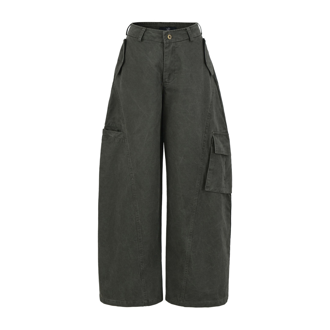 Women's Cropped Cargo Pants with High Waist, Wide Leg, and Flap Pockets Amarae