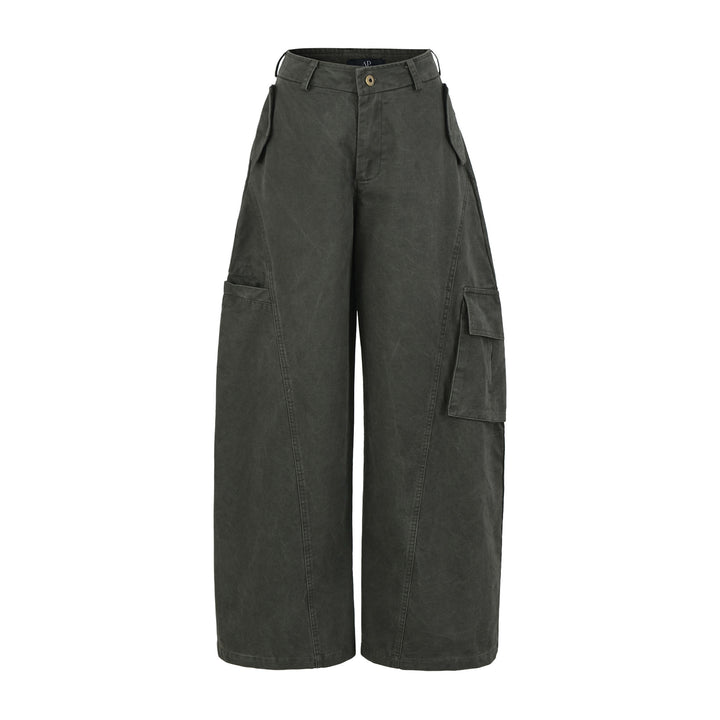 Women's Cropped Cargo Pants with High Waist, Wide Leg, and Flap Pockets Amarae