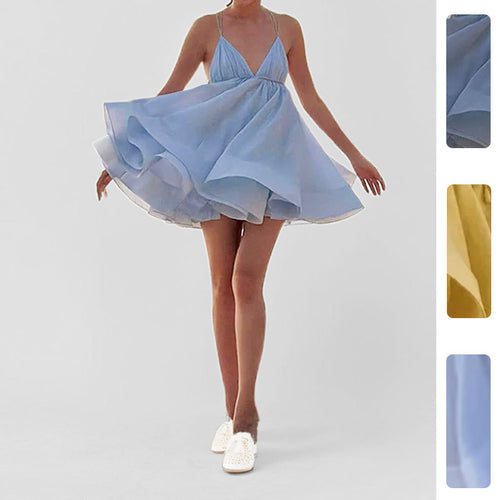 Robe décontractée d'été pour femmes avec décolleté en V profond et jupe évasée Chic & Stil