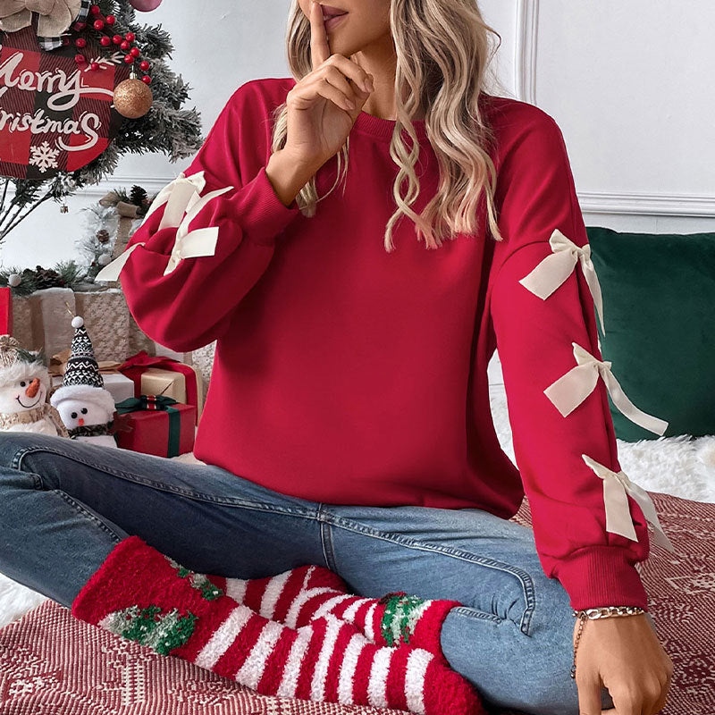 Ladies sweatshirt with ruffle and bow details Lune London