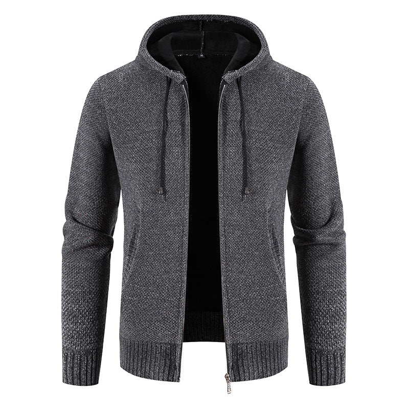 Men's knit hoodie jacket with structured design Lune London