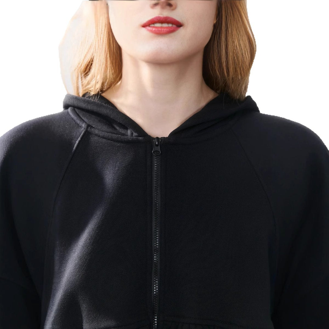 Cropped hoodie for women with a playful ruffle design Lune London