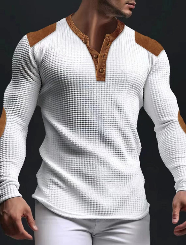 Structured long-sleeve shirt for men with trendy leather applications Lune London