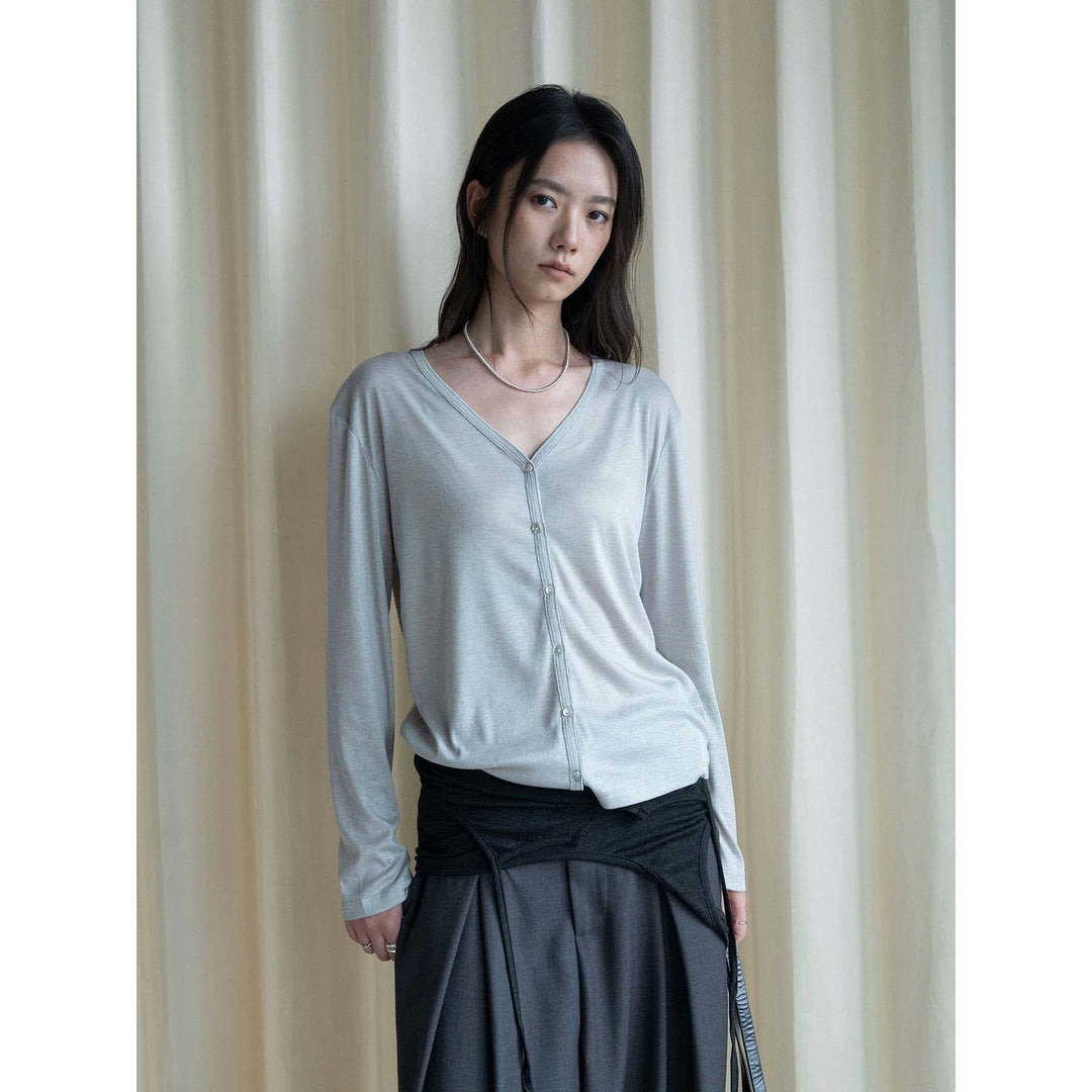 Women's Lightweight Viscose Fine Knit Cardigan with Buttonless Closure and Relaxed Fit Amarae