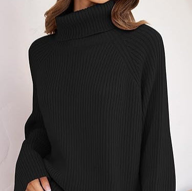 Ladies fine knit cashmere sweater with high collar and loose fit Amarae