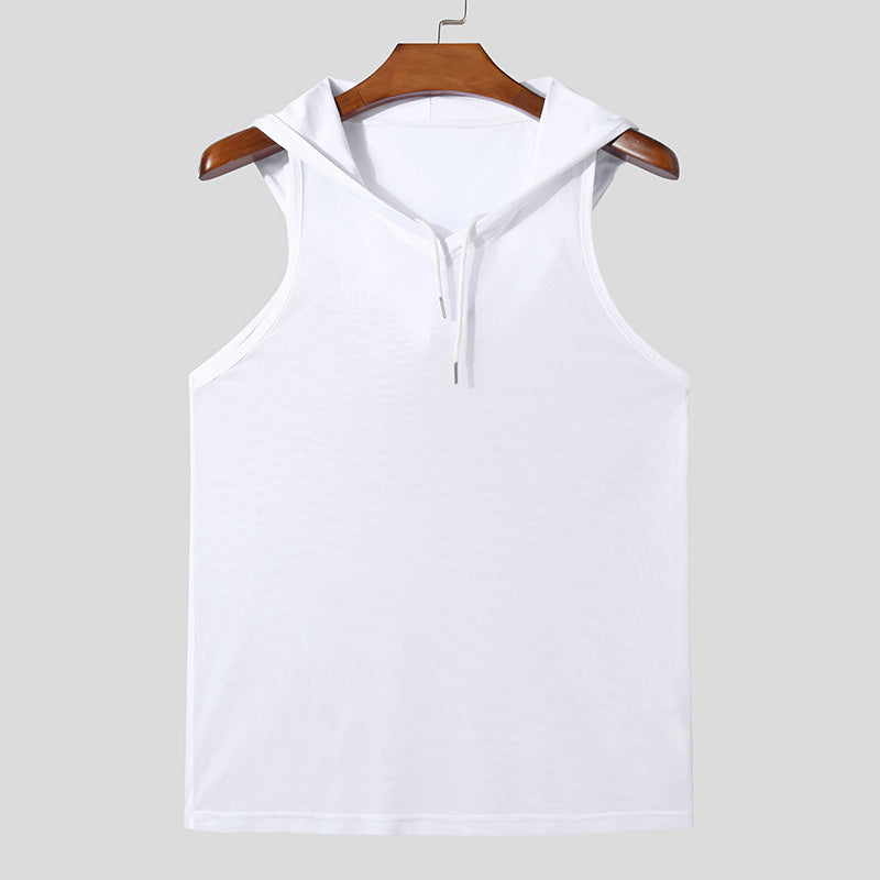 Men's Breathable Sports Tank Top with Hood and Practical Laces Lune London