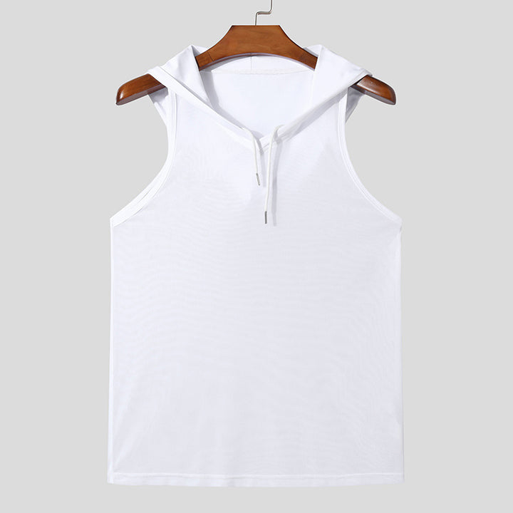 Men's Breathable Sports Tank Top with Hood and Practical Laces Lune London