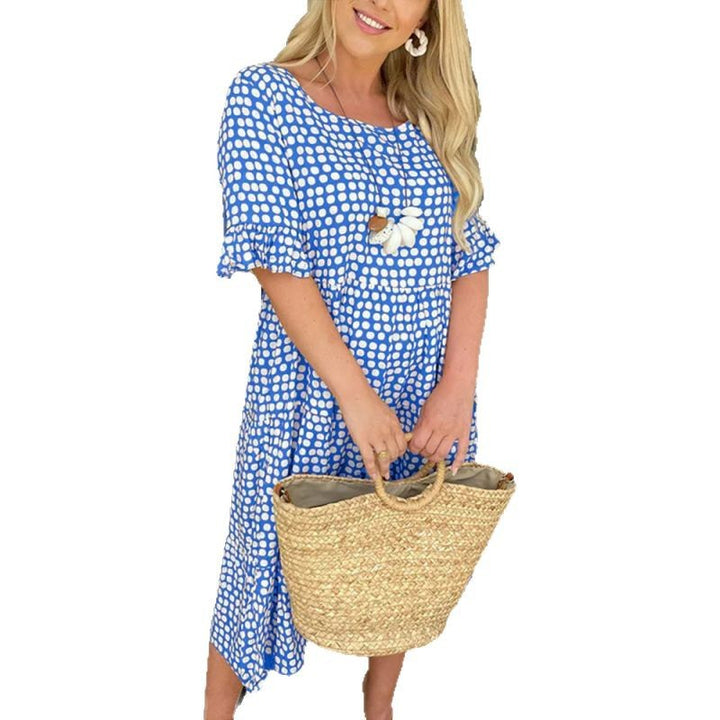 Midi dress for women in a relaxed boho style with tear-resistant material and elastic sleeves Lune London