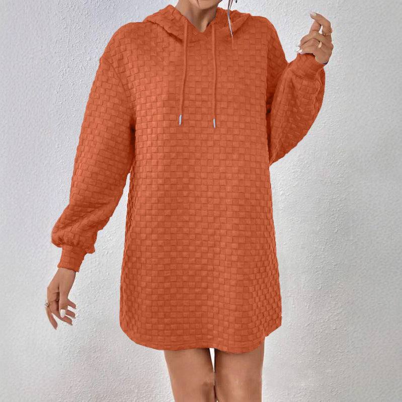 Hooded dress for women in structured material Lune London