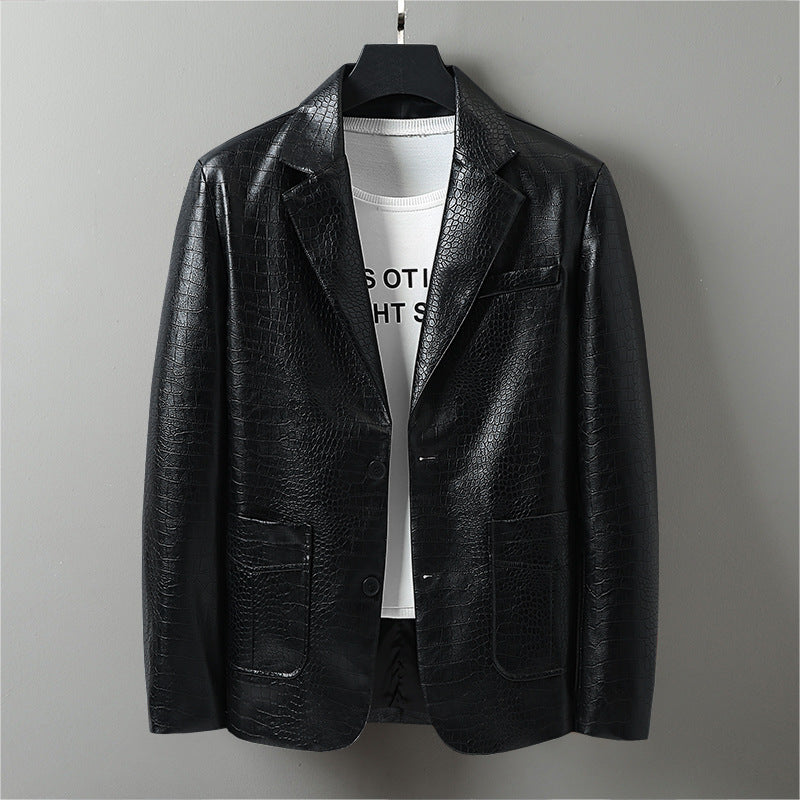 Ladies Elegant Faux Leather Jacket with Chic Textured Design and Style