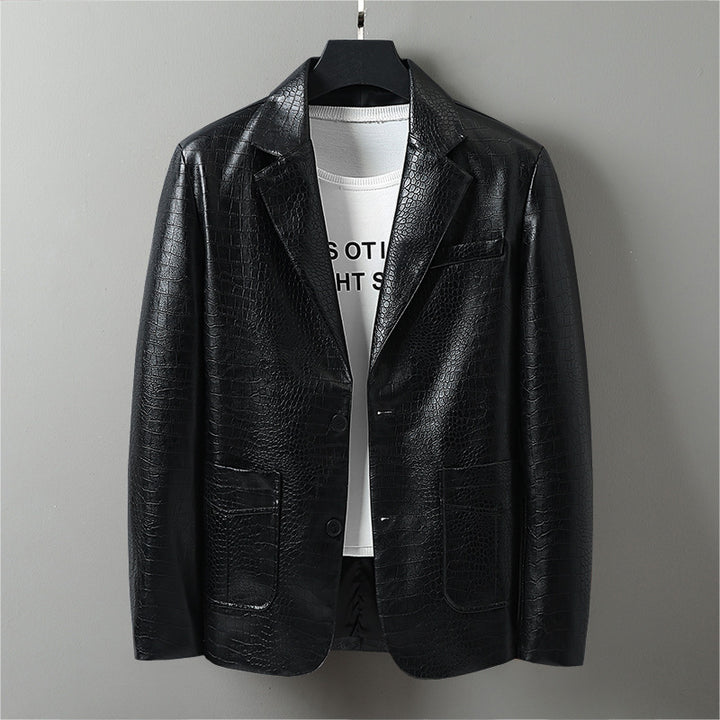 Ladies Elegant Faux Leather Jacket with Chic Textured Design and Style