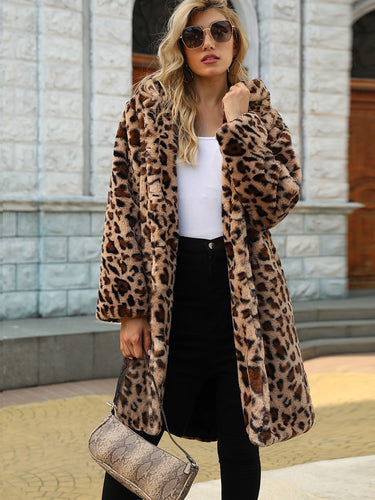 Ladies elegant leopard fur coat Amarae