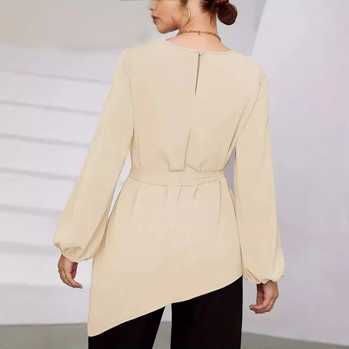 Ladies elegant top with asymmetric hem and shaping Lune London