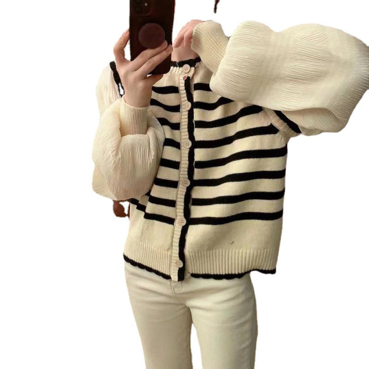 Cardigan femme avec des manches volumineuses et un motif rayé Chic & Stil