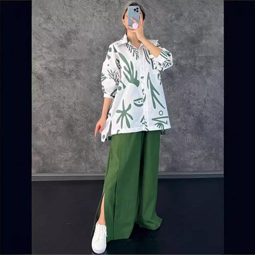 Women Oversized Casual Shirt with Graphic Print and Wide Cut Amarae