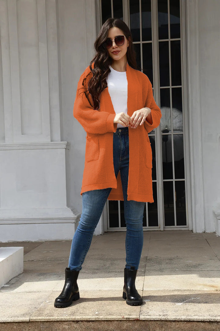Casual knitted cardigan for women with practical pockets and open front Lune London