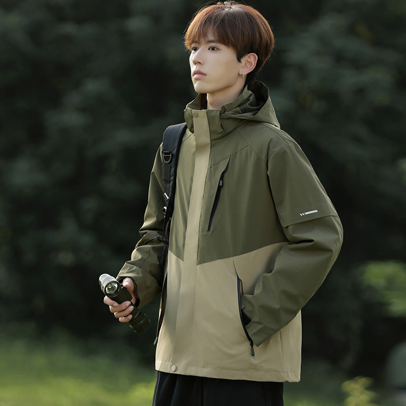 Men's Two-Tone Wind and Water-Repellent Softshell Jacket with Hood Amarae
