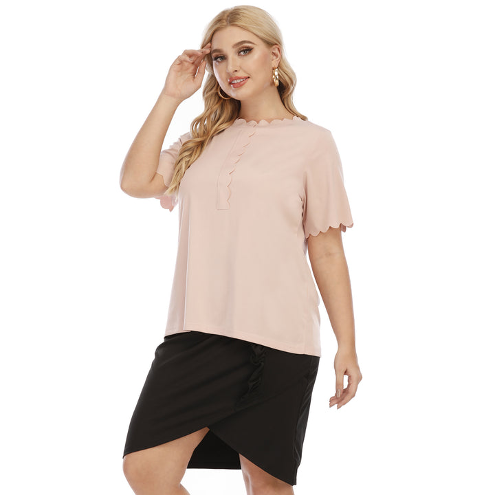 Elegant ruffled blouse for ladies and chic asymmetric skirt set