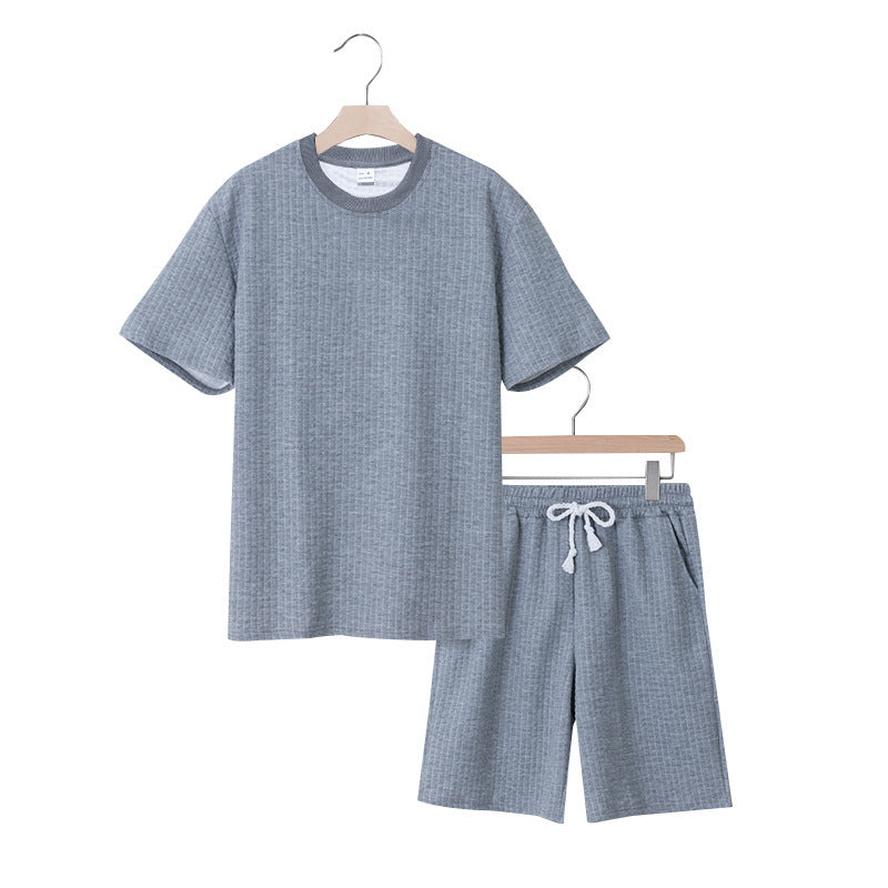 Casual short-sleeve set for women with textured top and shorts Lune London