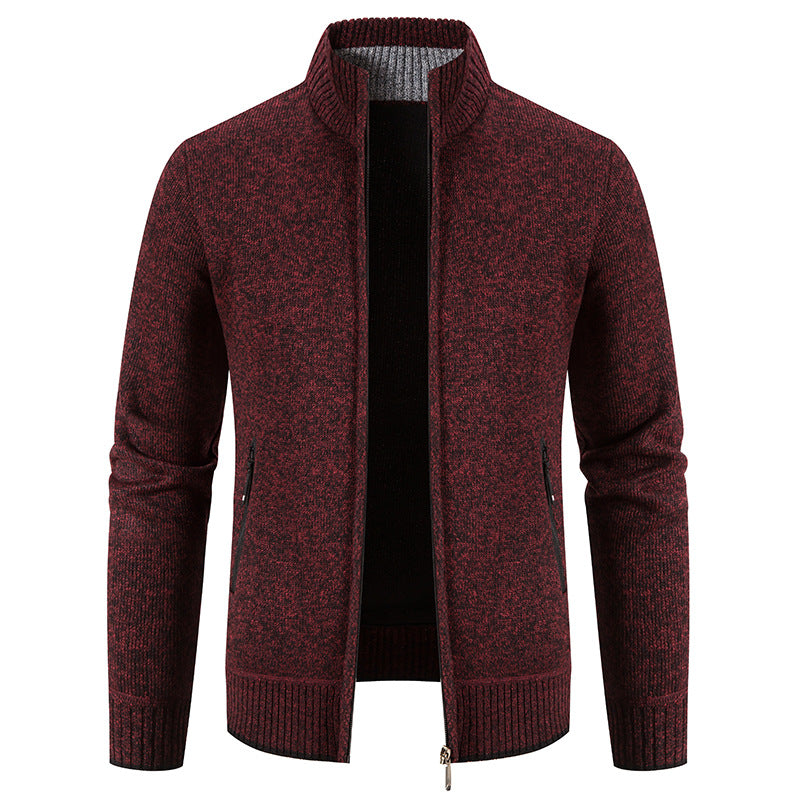 Men's knit jacket with high collar and practical zippered pockets Lune London