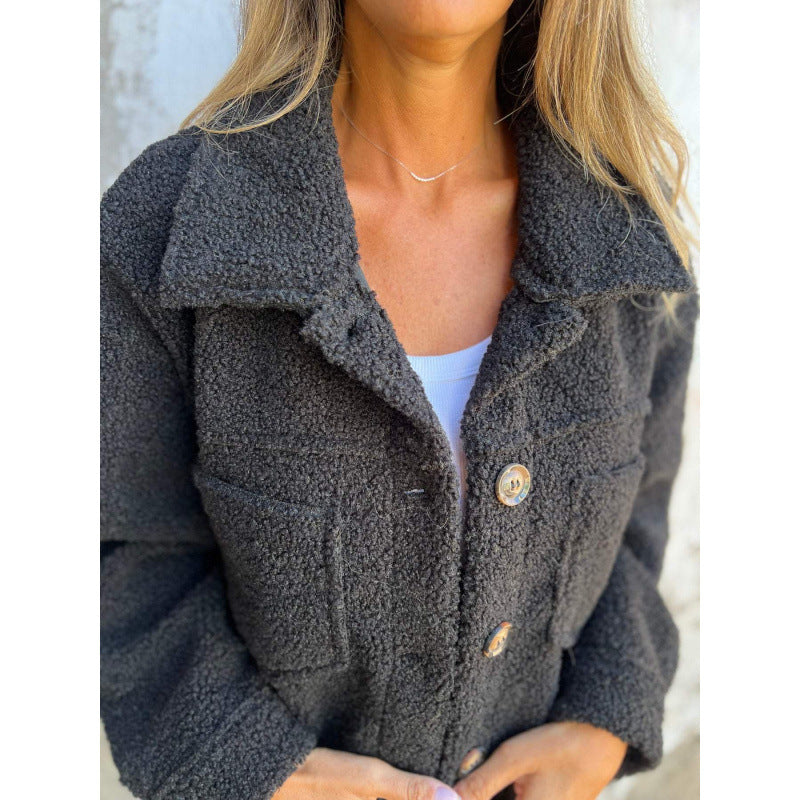 Ladies Wave Teddy jacket with practical pockets Lune London
