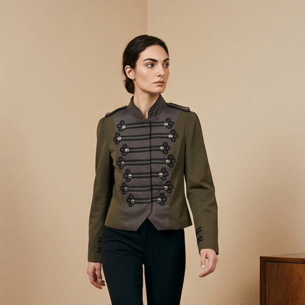 Women’s short-cut military-inspired blouson with decorative cords Amarae
