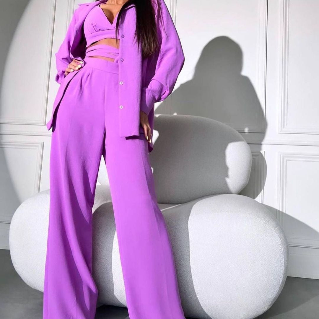Elegant two-piece set for women made of fluid fabric and fitted design Lune London