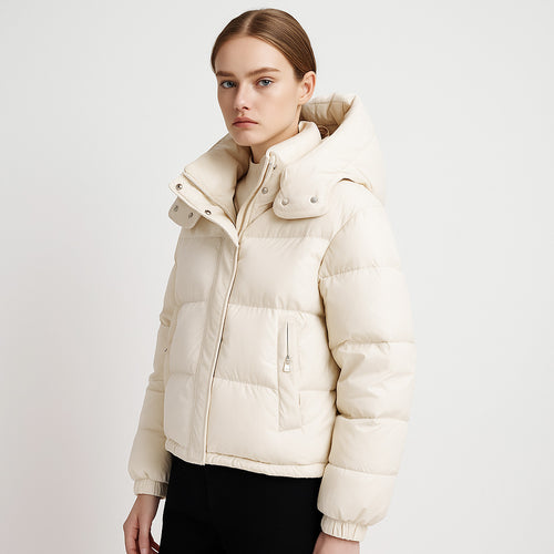 Women's puffer jacket with removable hood and oversized fit Amarae