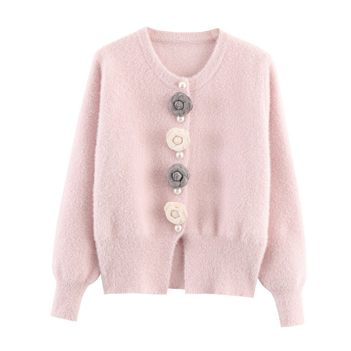 Ladies stylish cardigan with unique floral appliqués Lune London