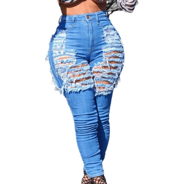 Women's high-waisted skinny jeans with intense fringe and slit details Amarae