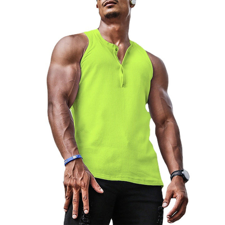 Men's sleeveless sports tank top with button placket and breathable fabric Lune London