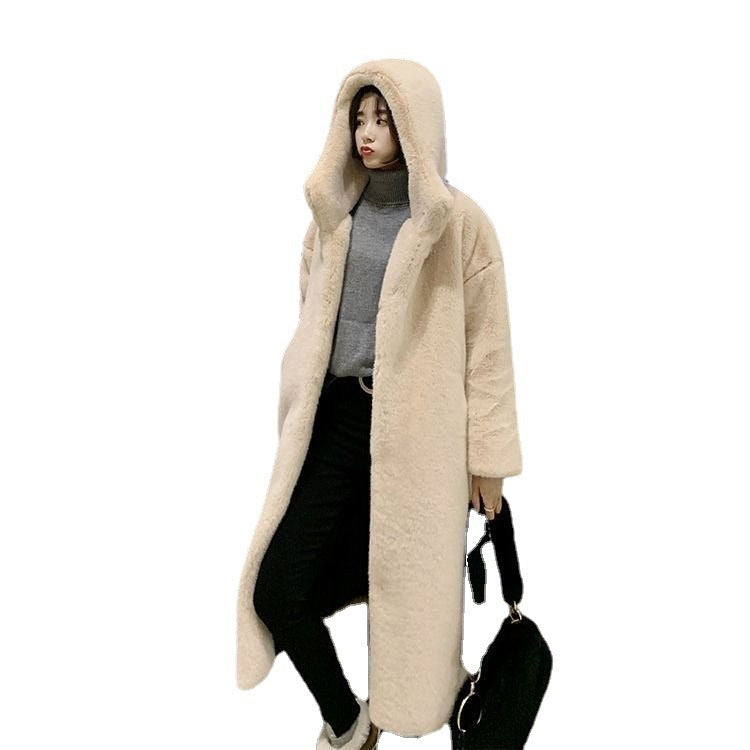 Ladies Oversized Soft Coat with High Collar and Chic Side Pockets