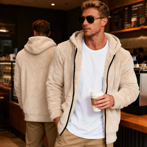 Men's cozy fleece jacket with practical zipper and hood Chic and style