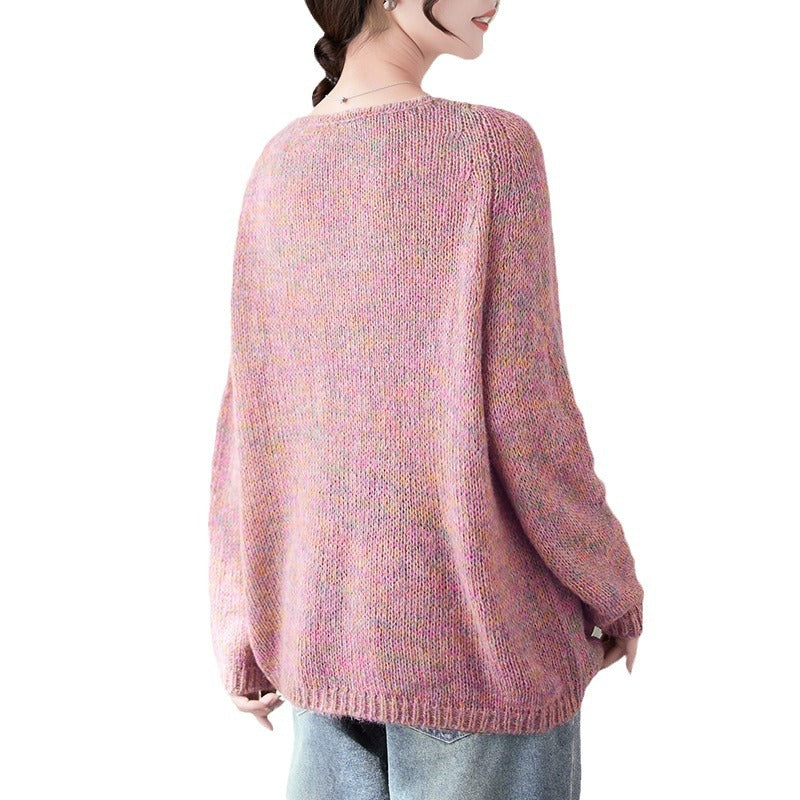 Pull en maille épaisse pour femme avec décolleté en V et coupe décontractée oversize Chic & Stil