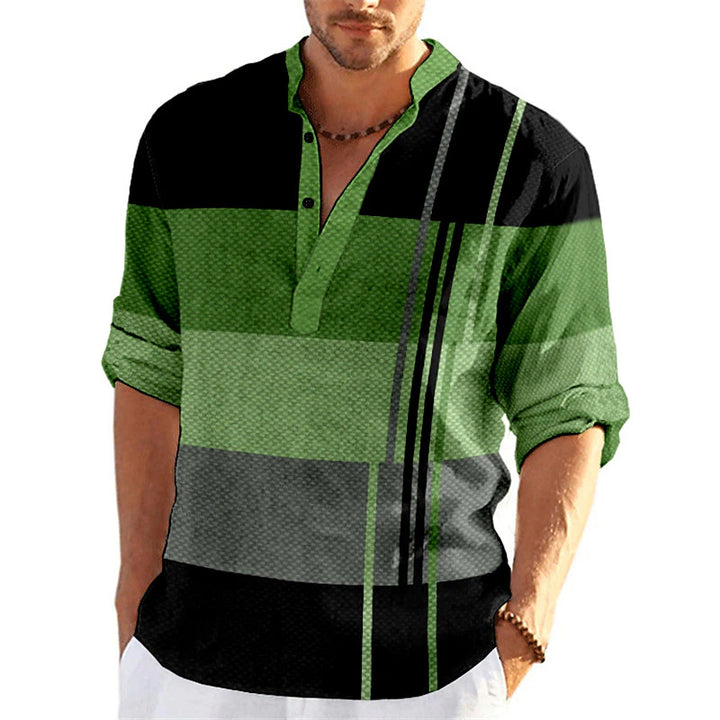 Amarae Casual Striped Popover Shirt for Men