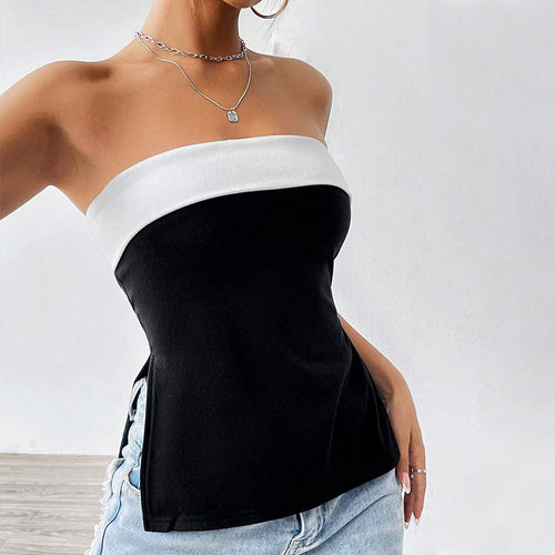 Débardeur pour femmes avec une silhouette ajustée et un design contrasté élégant Chic & Stil