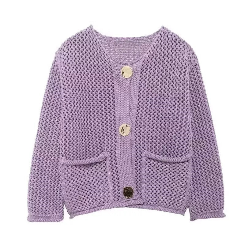 Gilet en maille pour femmes avec poches pratiques et boutons décoratifs Chic & Stil