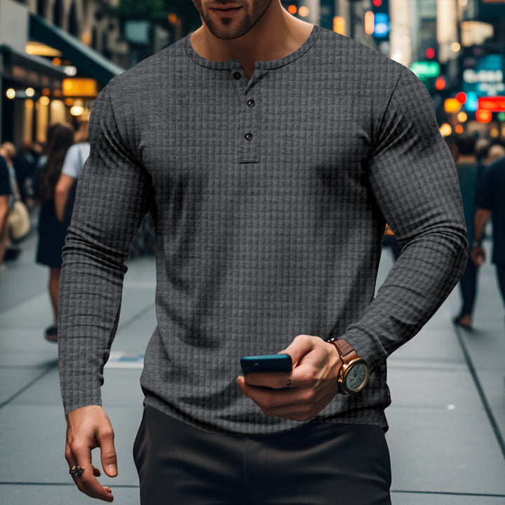 Men's long sleeve shirt with textured design and elegant button placket Chic and style