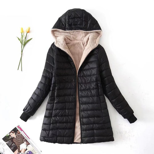 Quilted winter coat for women with hood and soft inner lining Amarae
