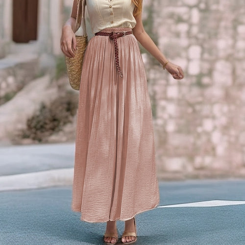 Long Maxi Dress for Women with Elastic Belt and Fluid Fabric Amarae