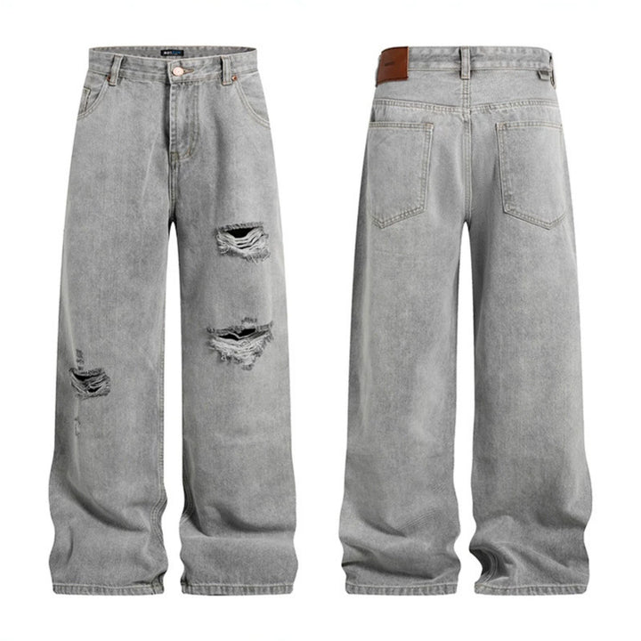 Women's wide high-waisted jeans in palazzo cut with destroyed details Amarae
