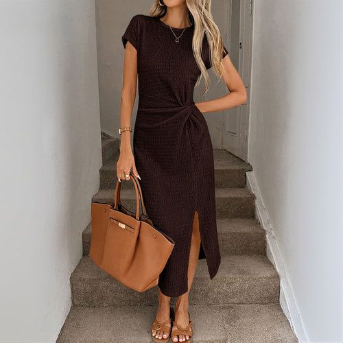 Robe maxi femme avec nœud élégant et finition à fente latérale haute Chic & Stil
