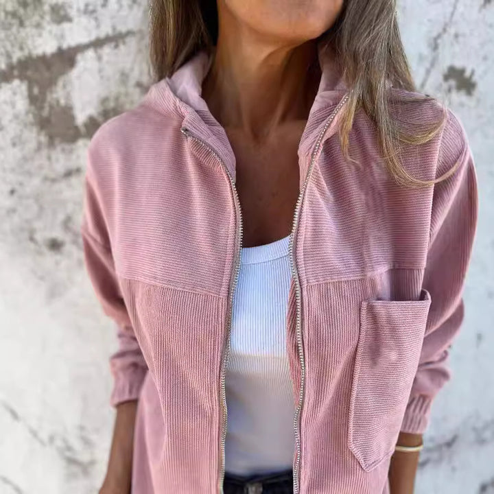 Light cord jacket for women with practical pockets Lune London
