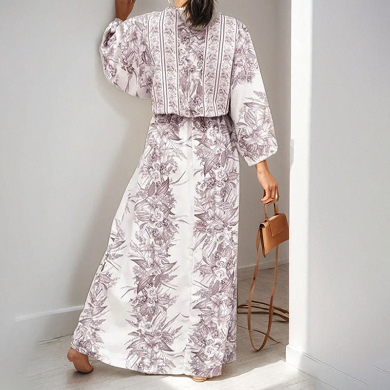 Robe maxi fluide pour femmes avec design floral et manches amples Chic & Stil