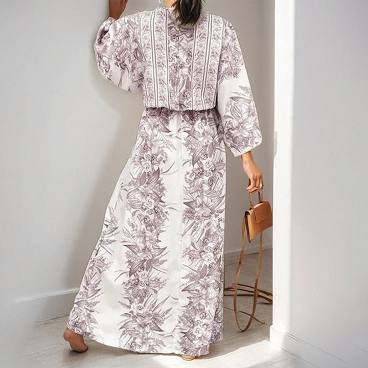 Robe maxi fluide pour femmes avec design floral et manches amples Chic & Stil