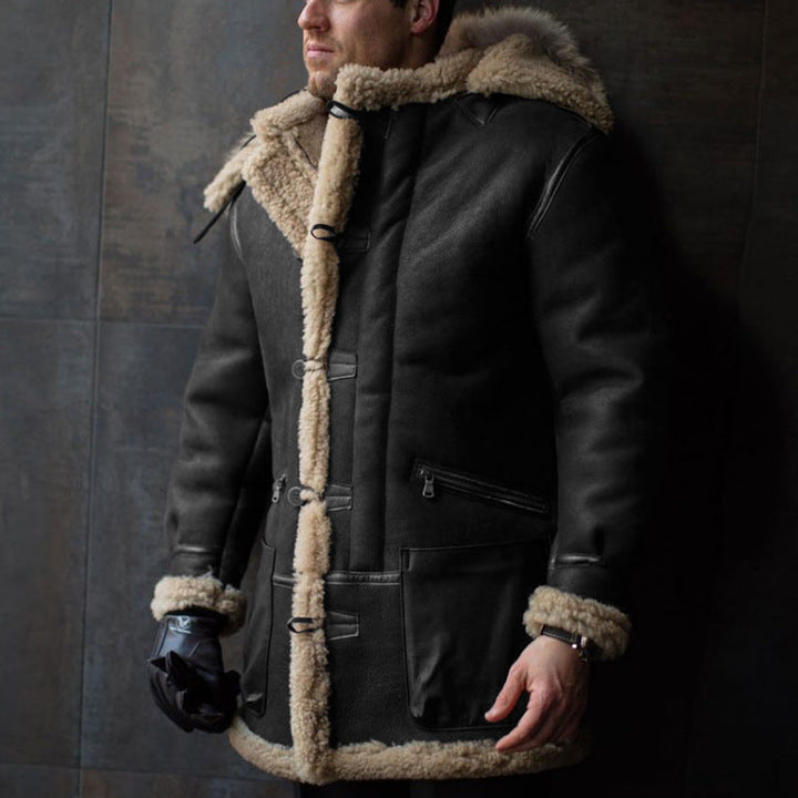 Lune London | Men's Sheepskin Coat with Hood and Practical Pockets