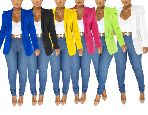 Ladies elegant blazer jacket with puff sleeves and fitted cut Amarae