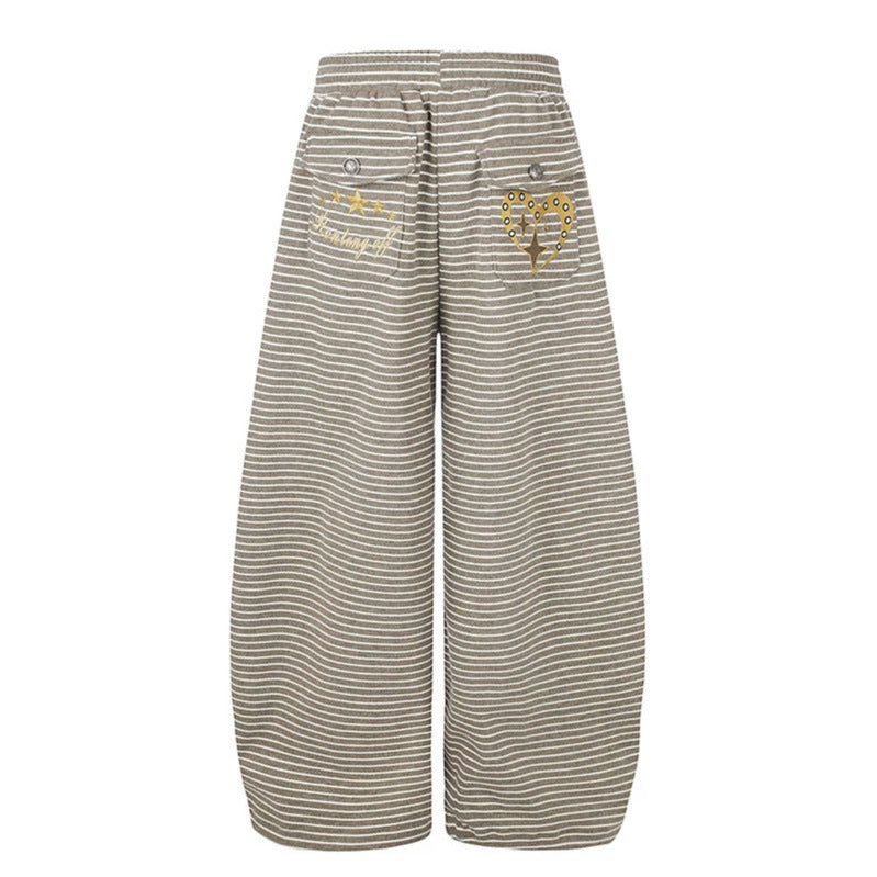 Women's Wide Palazzo Culotte Sweatpants with Drawstring Waistband and Decorative Button Placket Amarae
