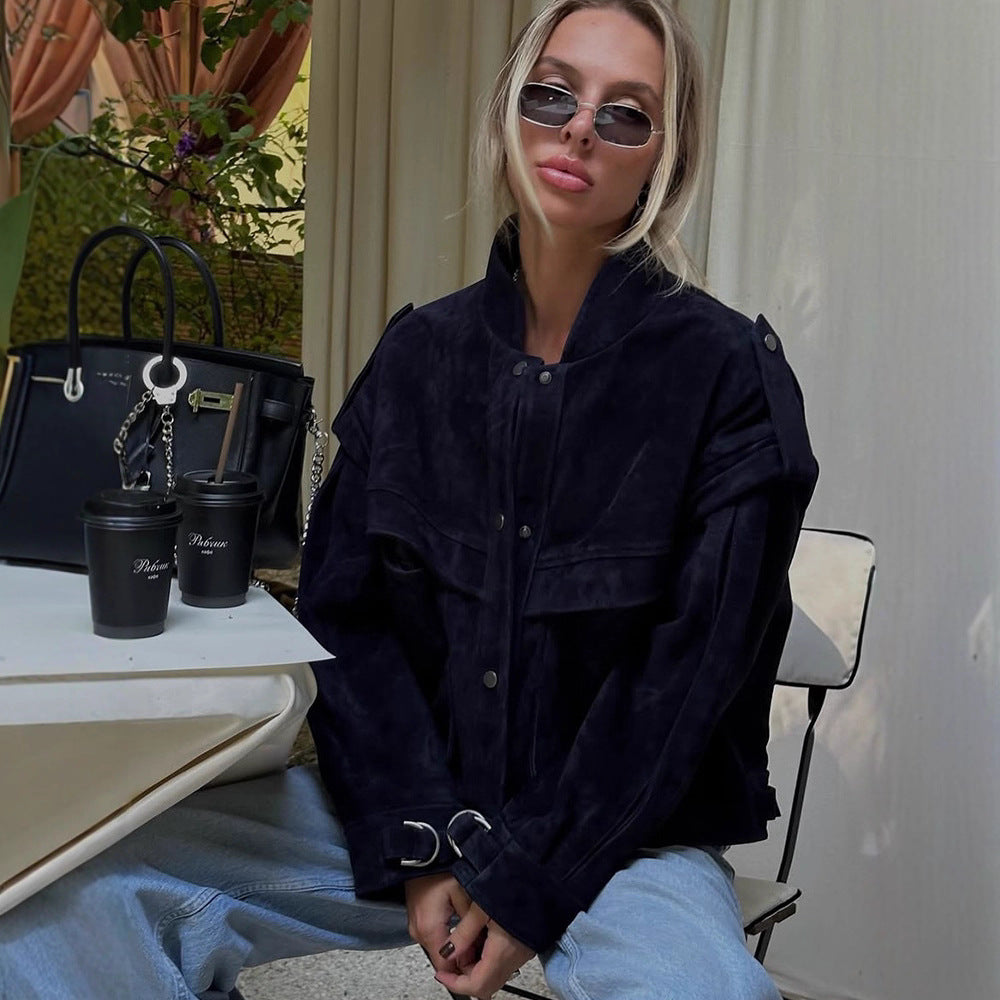 Ladies Suede Oversized Jacket Lune London