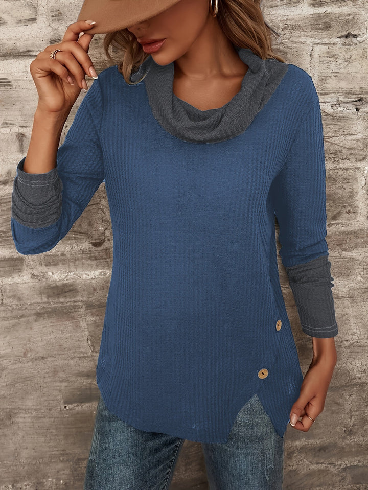 Woman Trendy top with asymmetrical hem and chic collar Lune London